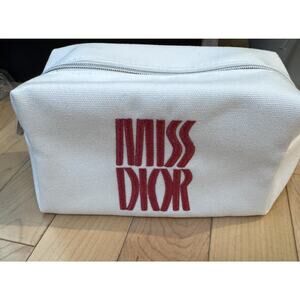 Miss Dior White/Red Makeup Bag Cosmetic Pouch Embroidery 2024 Limited NIB